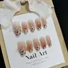 30 Peças de Unhas Portáteis T133/S284 Estampa de Leopardo Kt Oval Médio Novo de Alto Padrão Brilhante Olho de Gato Design de Gatinho Fofo