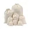Bolsa de algodón con cordón para empaquetar artículos culturales, joyería, regalos y almacenamiento de viaje, con logo impreso