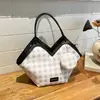 2025 Nova Moda Casual para o Dia a Dia Feminina Mori Fofa Tendência Outono e Inverno Xadrez Grande Capacidade Bolsa Tote de Ombro