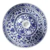 Gaiwan Azul e Branco de Cerâmica Estilo Antigo com Padrão de Lótus, Base para Bule, Xícara do Mestre, Porta-Tampa de Xícara de Chá, Conjunto de Chá de Porcelana Azul e Branca de Jingdezhen