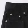 Jeans de pierna acampanada con parche en la rodilla para hombre, estilo callejero, corte limpio, color liso personalizado, pantalones largos sueltos casuales