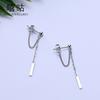 Xi Gu E0209 Arete de Clavo de Plata S925 Simple Japonés y Coreano Línea de Oreja de Cuentas Ligeras Temperamento Cadena de Oreja Colgante Trasero