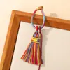 Borlas de hilo de algodón trenzado a mano con degradado estilo Tíbet, colgante para bolsa de coche DIY, colgante para abanico Hanfu, anillo de sujeción de mano, pequeño adorno