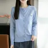 Transfronteiriço 2026 Primavera Novo Tricô Feminino Gola Redonda Cardigã Suéter Feminino Botões Casaco Top Estilo Coreano Comércio Exterior