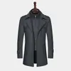 Abrigo de Lana para Hombres de Mediana Edad y Mayores, Estilo Business Casual, Cuello Doble, Forro Interior Desmontable, Solapa Grande, Engrosado, Longitud Media
