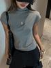 Camiseta de Gola Alta Curta Estilo Novo Outono e Verão para Mulheres, Blusa Interna de Alta Qualidade e Elegante, Camiseta Básica com Efeito Emagrecedor