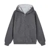 Moletom pesado estilo americano, moletom de camada dupla para comércio exterior, cardigã sweatshirt masculino moderno de outono com caimento solto e zíper duplo, feito sob medida