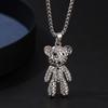 Pingente de Urso com Diamantes Sintéticos Colar Tendência em Aço Inoxidável para Mulheres, Estilo Tiktok, Corrente Popular para Suéter de Influenciadores, Corrente Personalizada para Suéter