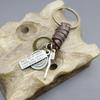 Chaveiro criativo masculino liga bronze escova de dentes vintage tecido cowhide chaveiro