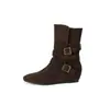 Botas Apiladas Melaleuca con Aumento de Altura Oculto Botines para Mujer Otoño/Invierno 2026 Nuevas Botas de Media Caña Uso de Dos Maneras Botas Vaqueras Occidentales Modernas