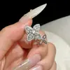Anel aberto de ouro maciço 14k banhado com zircônia quadrada, coração de borboleta, pérola, anel simples e estiloso para o dedo indicador, joia para mulheres
