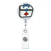Porta-credencial retráctil con clip para insignia, tema de órganos creativos, dibujos animados, personal médico, pegamento suave transfronterizo