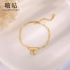 Xi Gu H0042 Pulsera de Plata S925 Estrella Luna Simple Microincrustación Diamante Brillante Cadena Cuadrada Dulce Diseño de Moda Pulsera Sentimiento