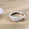 Versión Coreana Anillo de Plata S925 de Nicho Cuadrado Fila Única Incrustado de Circonita Elegante Pequeño Lujo Ligero Sentido de Alta Gama En Stock