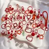 40 peças Acessórios para Chaveiro de Contas Conjunto Completo Materiais Coloridos Semi-acabados Ferramentas para Artesanato com Contas DIY Feito à Mão