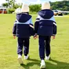 Roupas de jardim para creche primavera e outono estilo universitário roupas de classe para crianças conjunto de três peças outono e inverno colete espesso uniforme escolar para ensino fundamental