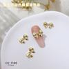 Vintage Bow Nail Jewelry Tridimensional Ouro e Prata Laço Laço Fita Metal Liga Laço Decoração de Unhas