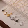 Estilo Coreano Textura Simple Colgante Corazón de Melocotón Joyería Personalidad Nicho Diseño de Gota de Aceite Sentido Cruz Redondo Marca Acero de Titanio Collar