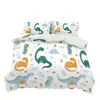Amazon transfronterizo juego de tres piezas lindo estampado de dinosaurio de dibujos animados poliéster ropa de cama comercio exterior textil para el hogar al por mayor