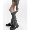 Meias Cinzas de Outono e Inverno, Meias de Bezerro Quentes de Lã Tricotada Verticalmente, Polainas Grossas Retrô Marrons, Polainas em Camadas para Mulheres