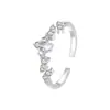 Anillo de Lluvia de Meteoros Coreano para Mujer Plata de Ley S999 Lujo Accesible Versátil Anillo de Zirconia Estrella Anillo Ajustable de Plata Pura para Dedo Índice