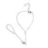 Venta Caliente Transfronteriza Moda Transfronteriza Pulsera de Dedo con Cristales de Pedrería Blanca Anillo Pulsera para Mujer \