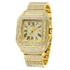 Reloj de Lujo Full-Diamond Cuadrado Colorido Hip-Hop Resistente al Agua de Alto Valor para Hombre, Venta Caliente Transfronteriza, Venta al Por Mayor de Fábrica
