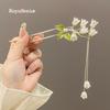 Magnólia Orquídea Hairpin Hairpin Antigo Hanfu Headwear Mulheres Cheongsam Acessórios de Cabelo Tassel Pearl Metal Hairpin Step Shake Hosta