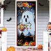 Bandera de puerta con decoración de dibujos animados de Halloween de Amazon transfronterizo, cubierta de puerta de tela de poliéster