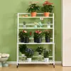 Suporte de flores de chão, móvel, com vários níveis para uso interno, adequado para varandas, salas de estar e pátios externos.; vem com rodas