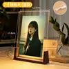 Marco de fotos de madera maciza acrílica con luz, decoración de mesa, adorno de regalo transfronterizo de Amazon, marco de fotos en forma de U de 678 pulgadas personalización