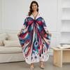 Popular Cubierta de Playa Estilo Europeo y Americano de Poliéster Estampado, Vestido de Vacaciones Holgado Tejido a Mano, Cubierta para Bikini