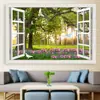 Adesivos de parede tridimensionais estéreo, pinturas de paisagem, adesivos autoadesivos, decorações de parede de fundo para sala de estar e quarto, murais de janela falsos
