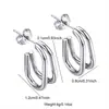 Pendientes de Aro Lisos Doble Capa de Acero Inoxidable, Estilo Minimalista Transfronterizo Europeo y Americano, Pendientes Versátiles de Moda y Tendencia para Mujer al por Mayor