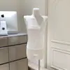 Colete Branco, Off-White, Vestuário Ye Hong, Estilo Canelado, Tecido Canelado, Malha de Algodão, Fábrica de Origem, com Etiquetas e Etiquetas de Gola