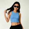Camiseta deportiva estilo japonés y coreano, top corto acanalado, corte ajustado, sin mangas, camiseta interior de yoga