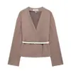 Explosões transfronteiriças AliExpress Amazon estilo europeu e americano ZR feminino em estoque moda clássico com cinto casaco macio