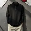 Moletom com zíper parcial e gola alta cleanfit masculino outono camiseta Henley manga longa ombro normal camada interna camada base