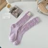 Calcetines para Mujer de Cinco Capas Luo Kou Torcidos Calcetines Ins de Moda Estilo Japonés Etiqueta de Tela Color Sólido Calcetines Apilados Estilo Fresco Pequeño Algodón Peinado para Mujer