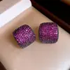 Aretes Cuadrados de Circonia con Aguja de Plata, Aretes Vintage de Alta Gama de Nicho, Estilo de Lujo Ligero, Aretes Versátiles para Mujer