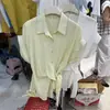 2025 Otoño Color Sólido de Moda Nicho Retro Camisola Camiseta de Manga Larga Camisa de Manga Corta para Viajar Blusa de Verano para Mujer