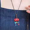 Collar de Cuerda Trenzada de Manzana de Dibujos Animados de Color Dopamina para Mujer 2025 Nuevo Colgante Largo de Cadena para Sudadera Accesorios