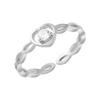 Anillo de plata de ley 925 con circonita cúbica hueca para mujer, estilo coreano, diseño simple, abierto, J0419