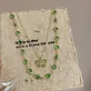 Dulces Palabras del Bosque de Montaña~Collar Apilable de Doble Capa Mariposa Verde Bosque 2026 Cadena para Clavícula Versátil de Verano de Temperamento de Nicho para Mujer