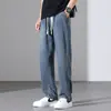 Nuevos Jeans de Tencel para Hombre Estilo Americano High Street Verano Delgados Rectos Sueltos Versátiles Pantalones Casuales de Seda Helada para Hombre