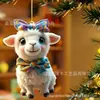 Nuevo producto transfronterizo: Bufanda de asta de reno navideño, adorno acrílico de cordero pequeño, decoración de árbol de Navidad de oveja, adorno colgante acrílico