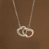 Collar con hebilla de corazón a corazón, estilo coreano, con diseño de cadena para clavícula, ideal como regalo de cumpleaños para novias y estudiantes.