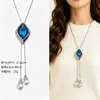 Cadena para Suéter de Collar Largo Geométrico, Accesorio de Lujo de Alta Gama, Versátil y de Moda, Colgante de Perla para Otoño e Invierno