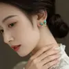 Pendientes de Mariposa con Zirconia Imitación Turquesa y Perla, Estilo Palacio, Diseño de Nicho, Pendientes de Gama Alta al por Mayor
