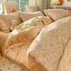 Conjunto de quatro peças em flanela de algodão cartoon, capa de edredom quente de algodão puro para outono e inverno, conjunto de três peças com lençol de elástico e lençol de cama em veludo de leite, roupa de cama